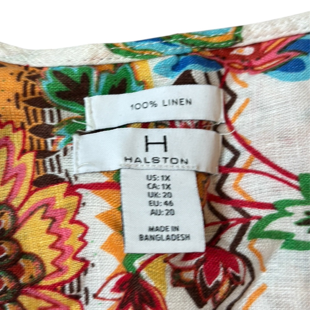 Halston Women’s 1x Patterned Button Down Shirt Ro… - image 2